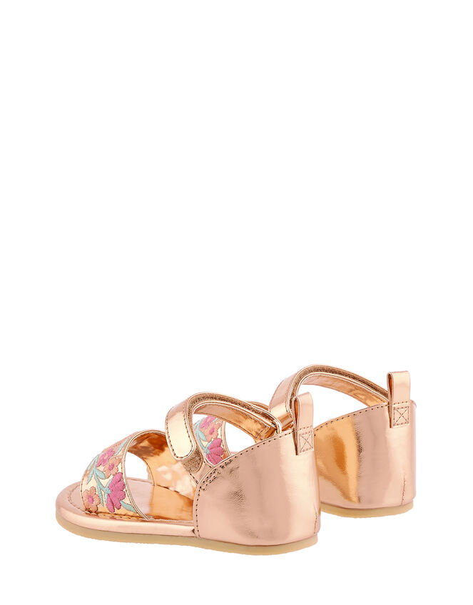 Baby Embroidered Walker Sandals, Gold (ROSE GOLD), large