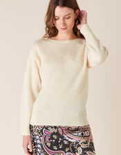 Foil Spot Knit Jumper, Ivory (IVORY), large
