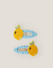 2-Pack Lemon Polka Dot Hair Clips, , large