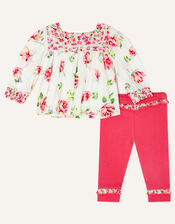 Newborn Floral Woven Top Set, Pink (PINK), large