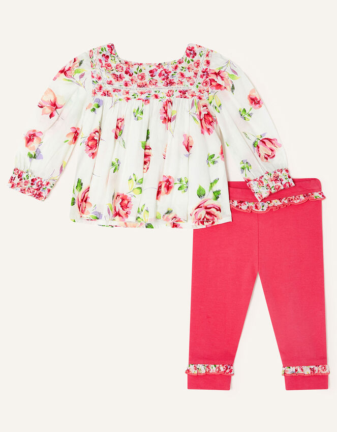 Newborn Floral Woven Top Set, Pink (PINK), large