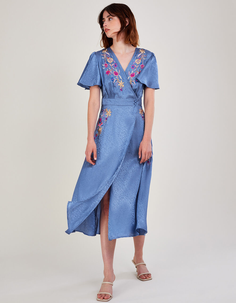 Women Dresses | Elizabeth Embroidered Jacquard Dress Blue - UR55464