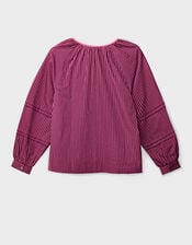 East Sereni Striped Cotton Shirt, Red (BERRY), large