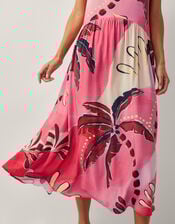 Alex Palm Print Midi Dress, Orange (RUST), large