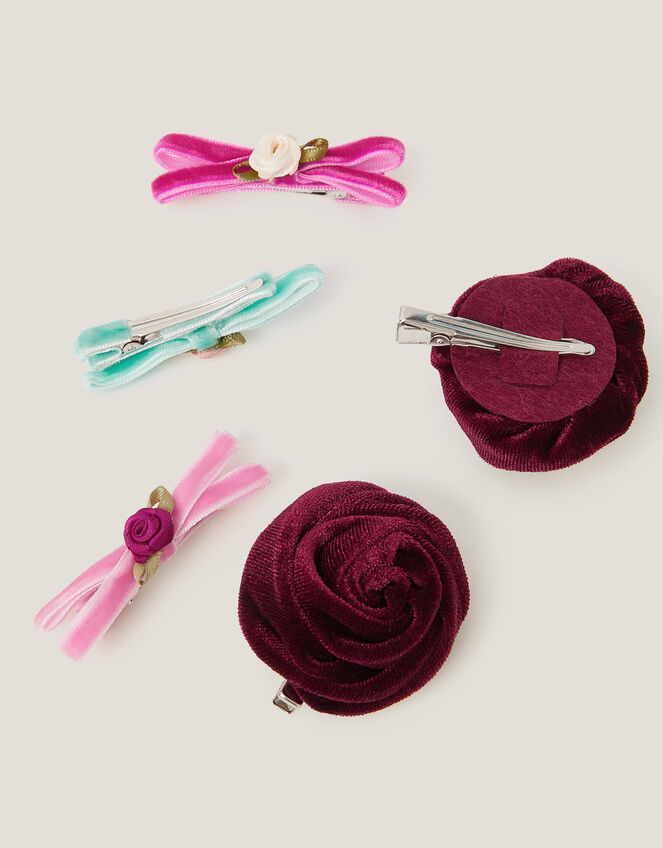 5-Pack Rose Bow Hair Clips, , large