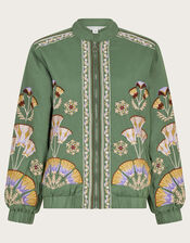 Green Geometric Abstract Women's Bomber Jacket
