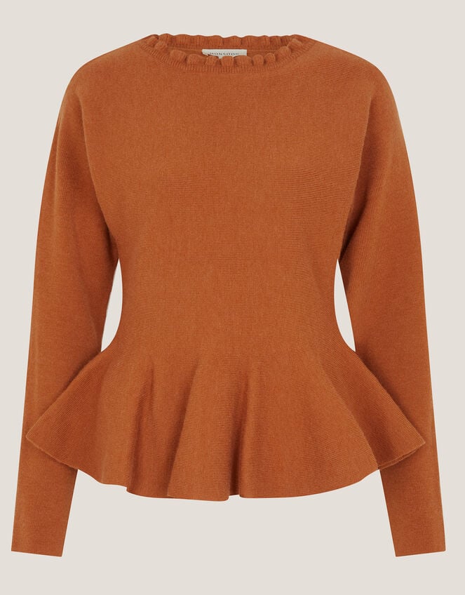 Peony Peplum Jumper, Orange (AMBER), large