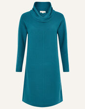 Cali Cowl Neck Knit Dress, Teal (TEAL), large