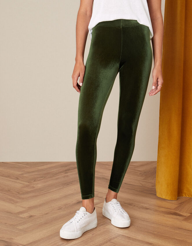 Velvet Leggings, Green (OLIVE), large