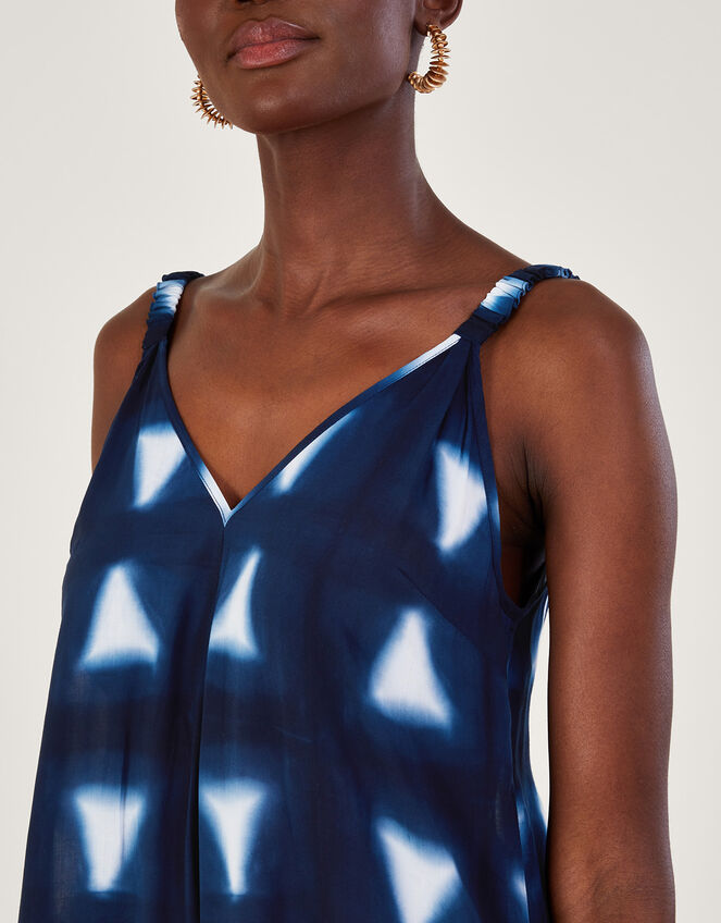 Batik Dye Triangle Romper in LENZING™ ECOVERO™, Blue (NAVY), large