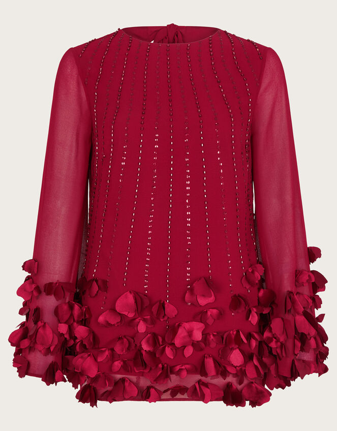 Carly Embellished 3D Petal Top, Red (RED), large