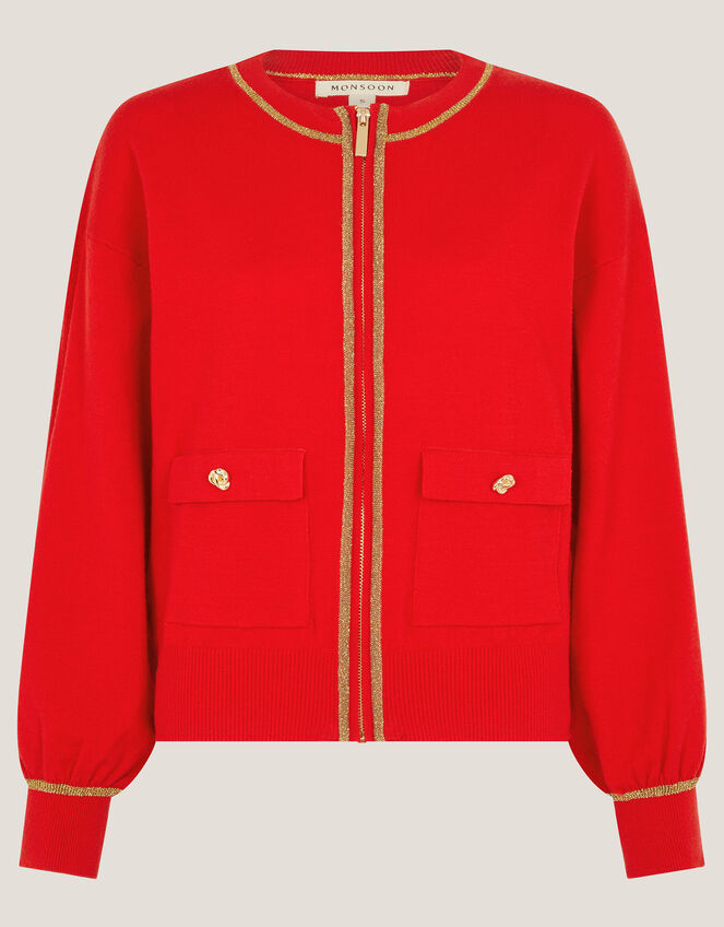 Nolan Knit Bomber Jacket Red
