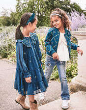 Embellished Collar Dress, Teal (TEAL), large