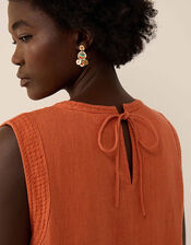 East Liza Sleeveless Linen Dress, Orange (ORANGE), large