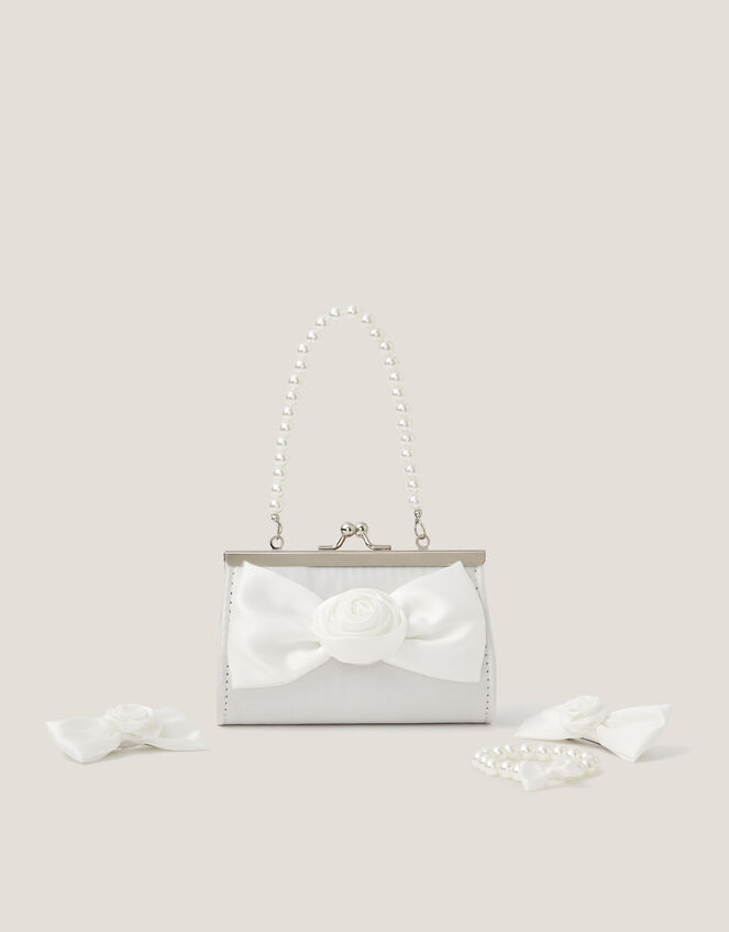 Bridesmaid Rosette Bag & Accessories Set, Ivory (IVORY), large