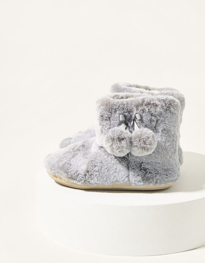 Faux Fur Slipper Boots, Grey (GREY), large
