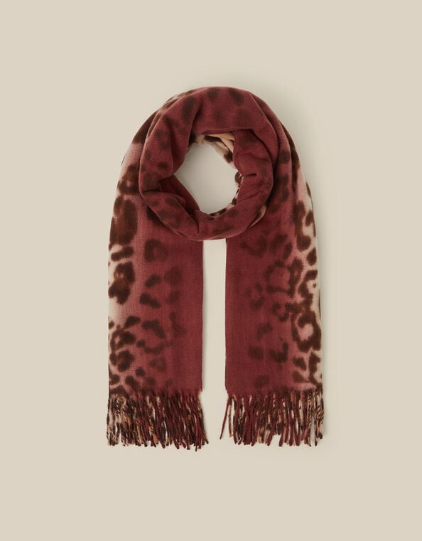 Archi Animal Print Tassel Scarf, Natural (NEUTRAL), large