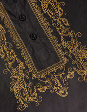 Embroidered Kurta , Black (BLACK), large