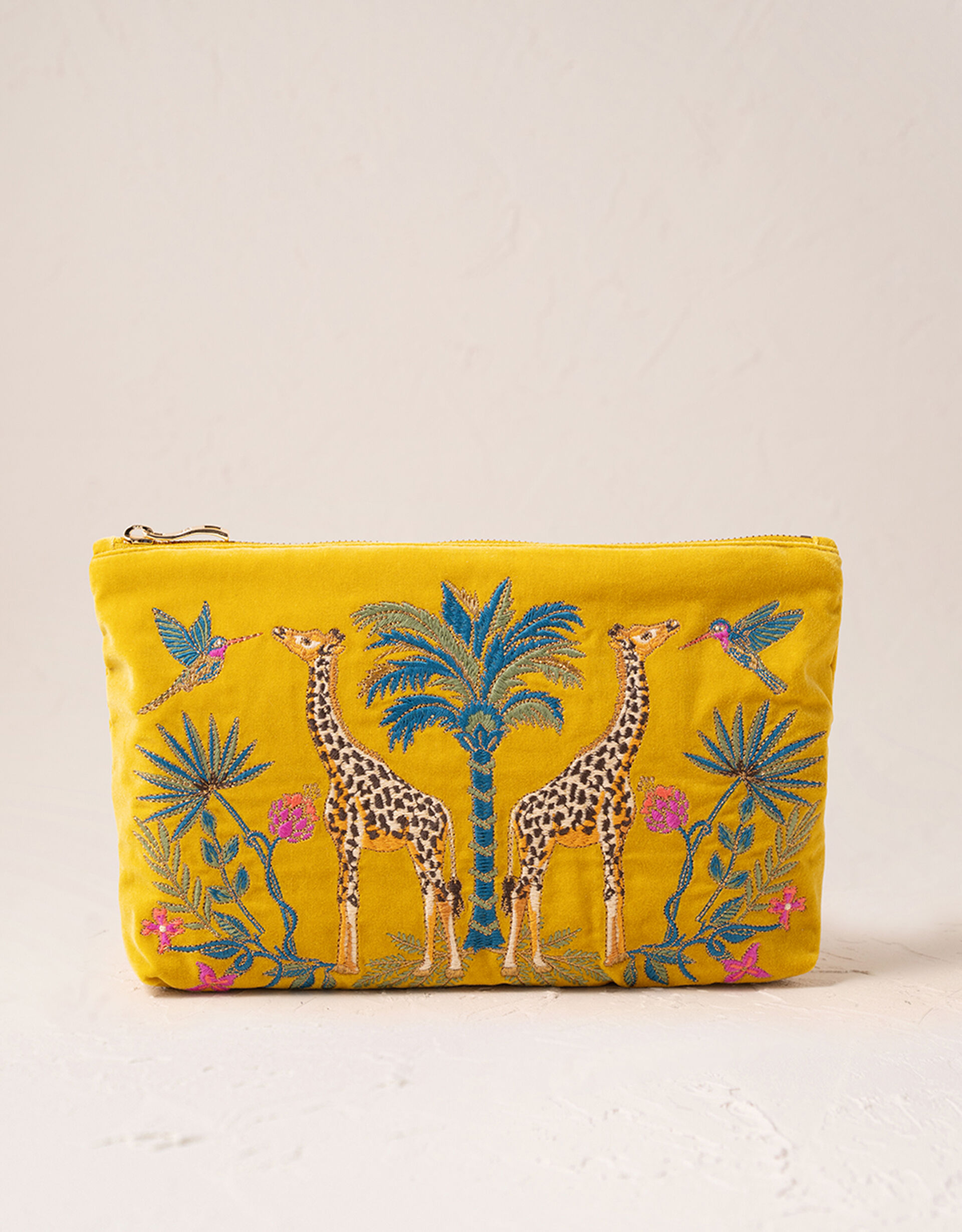 Elizabeth Scarlett Wild Giraffe Palm Velvet Pouch