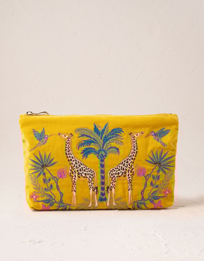 Elizabeth Scarlett Wild Giraffe Palm Velvet Pouch, , large