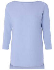 Ottoman Slash Neck Jumper, Blue (BLUE), large
