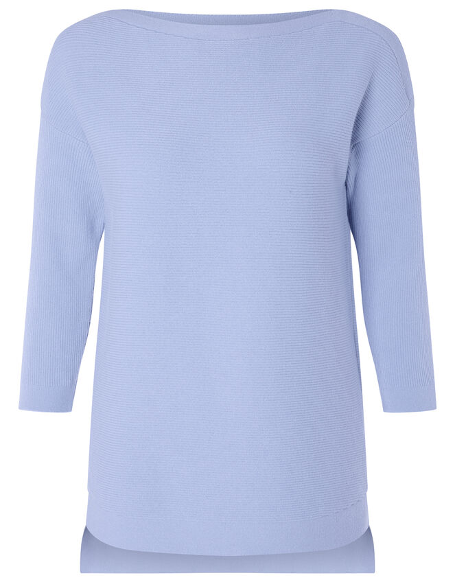 Ottoman Slash Neck Jumper, Blue (BLUE), large