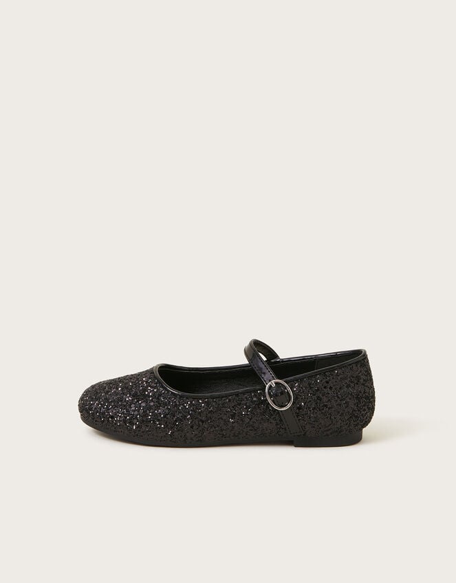 All-Over Glitter Ballet Flats, Black (BLACK), large