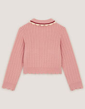 Embellished Cable Knit Cardigan, Pink (PINK), large