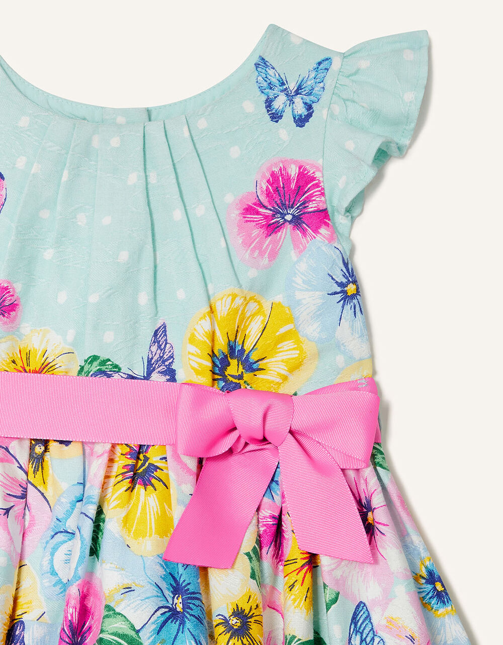 Baby Floral Jacquard Dress Blue Baby Girl Dresses Monsoon UK.