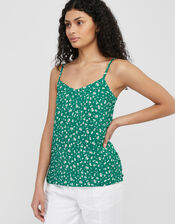 Poppy Floral Cami Top with Sustainable Viscose, Green (GREEN), large