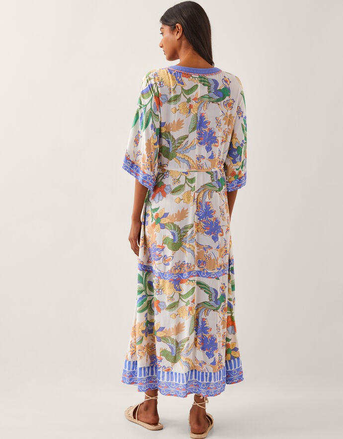 Off White Tropical Print Kaftan Dress main image 1