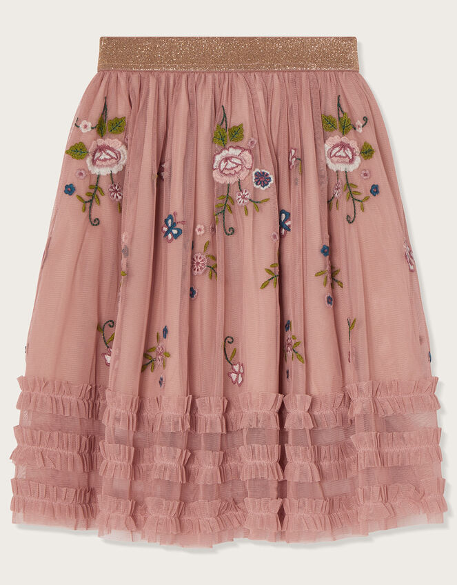 Embroidered Midi Skirt, Pink (PINK), large
