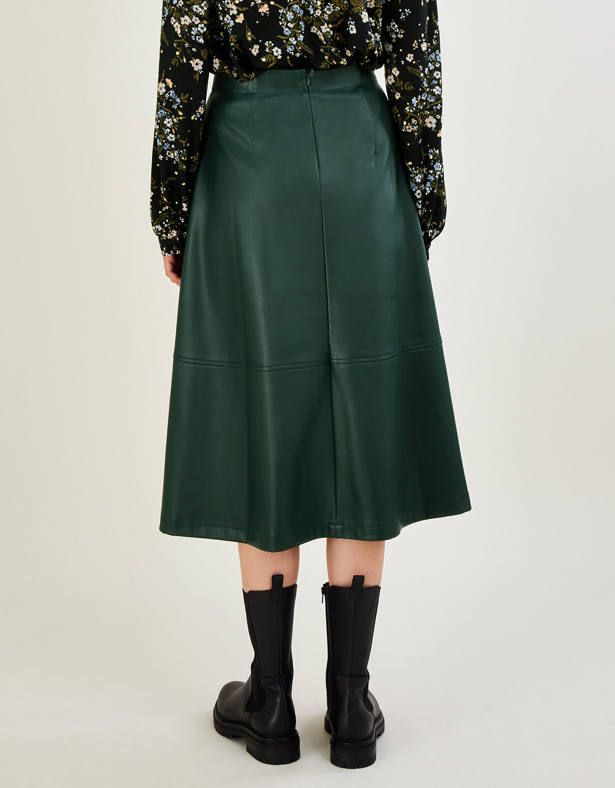 Green leather skirt monsoon cheap