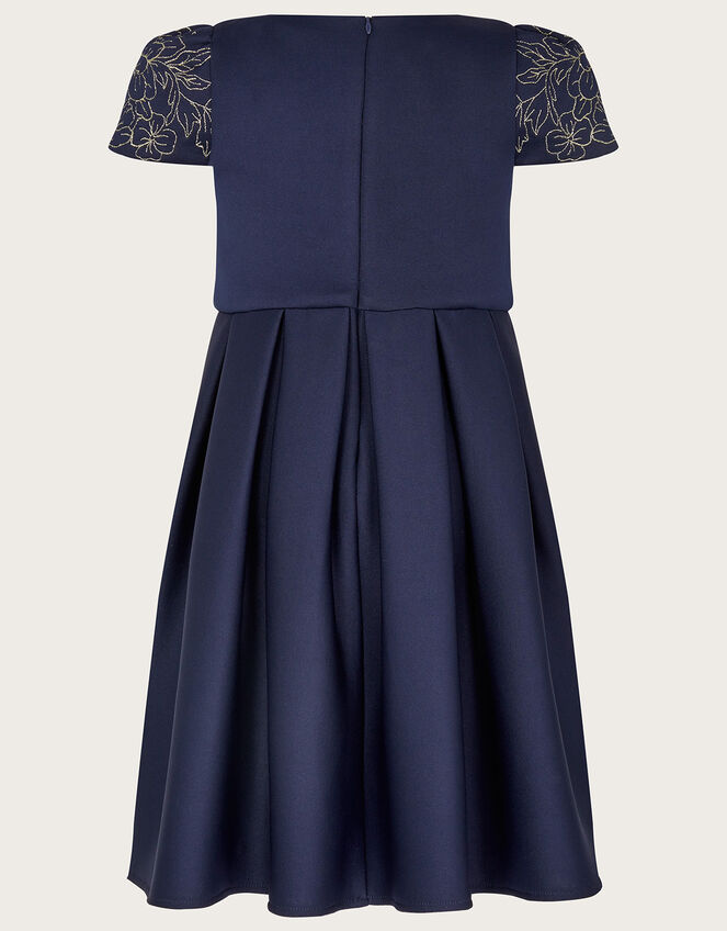 Floral Embroidered Scuba Dress, Blue (NAVY), large