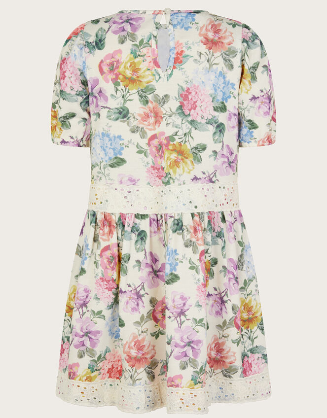 Floral Broderie Short Sleeve Dress, Ivory (IVORY), large