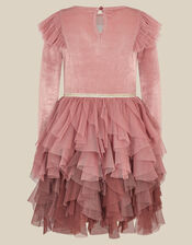 Sequin Christmas Tree Velvet Disco Dress, Pink (PINK), large