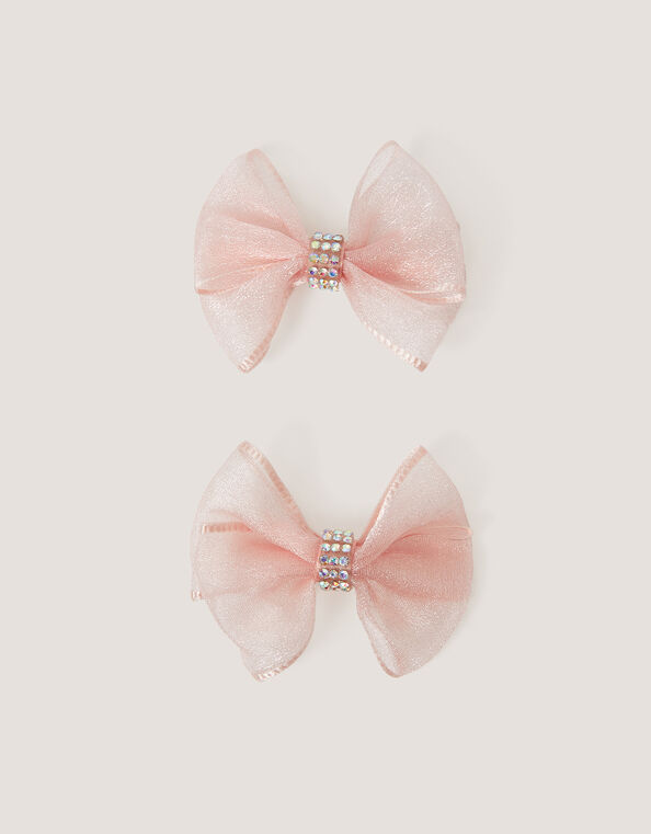 2-Pack Rhinestone Bow Hair Clips, , large