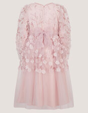 Oona Long Sleeve Floral Appliqu&eacute; Party Dress, Pink (PINK), large