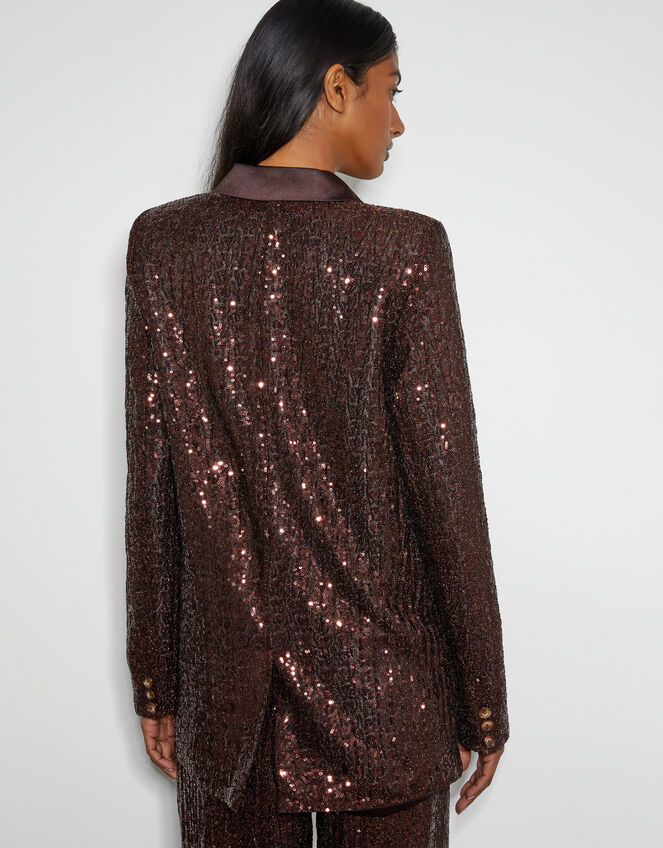 Monsoon x Sarah Corbett-Winder Satin Sequin Blazer, Bronze (BRONZE), large
