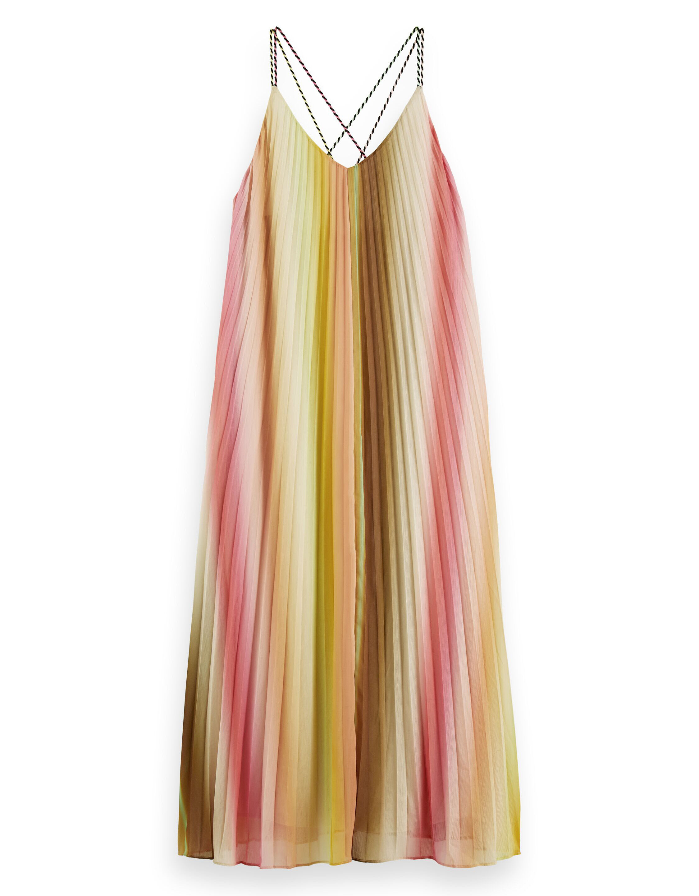 Scotch and Soda Pleated Tank Top Maxi Dress Shorter Length Multi