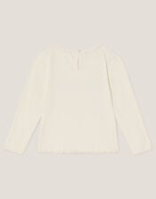 Butterfly Embroidered Ribbed Top, Ivory (IVORY), large