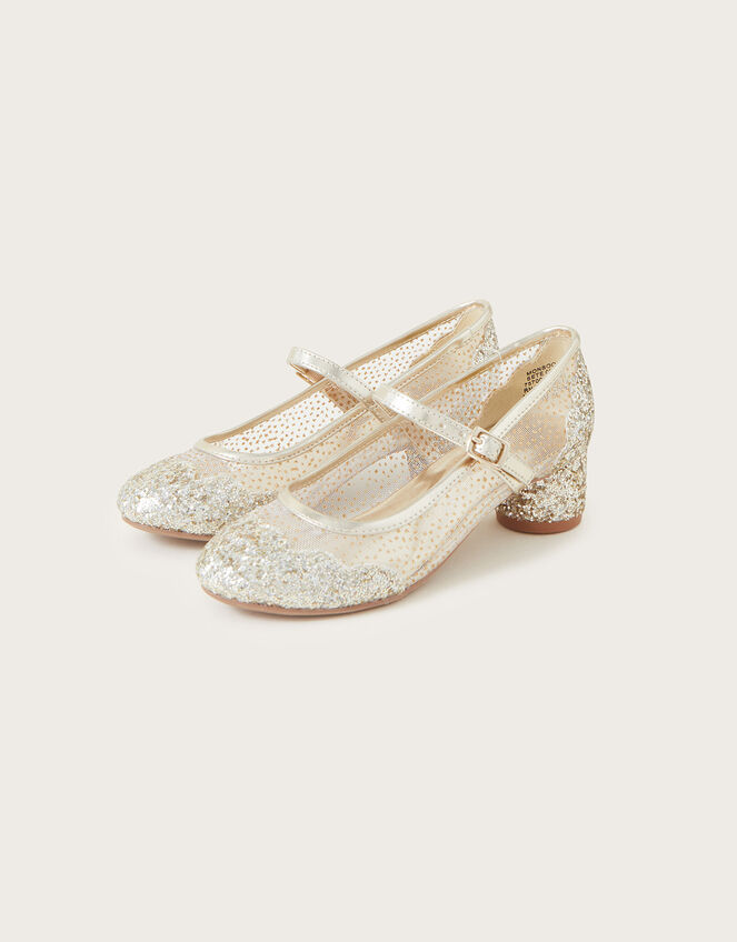 Annabelle Glitter Mesh Heels, Gold (GOLD), large