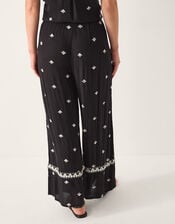 Samara Embroidered Wide Leg Trousers, Black (BLACK), large
