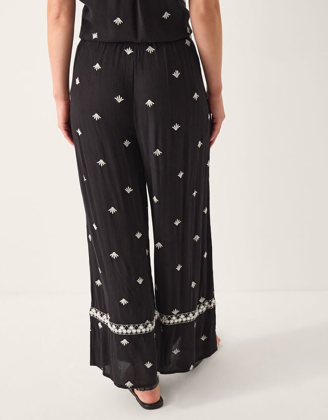 Samara Embroidered Wide Leg Trousers, Black (BLACK), large