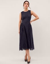 Lydia Sleeveless Lace Midi Dress, Blue (NAVY), large