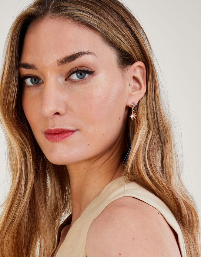 Star Stud Small Drop Earrings, , large