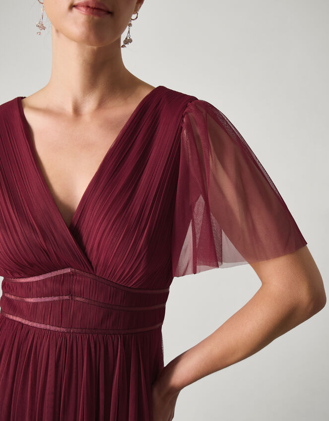 Emily Short Sleeve Tulle Bridesmaid Dress Red