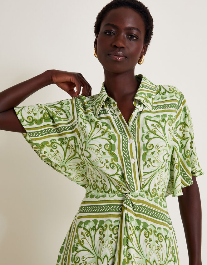 Emilia Print Midi Shirt Dress, Green (GREEN), large
