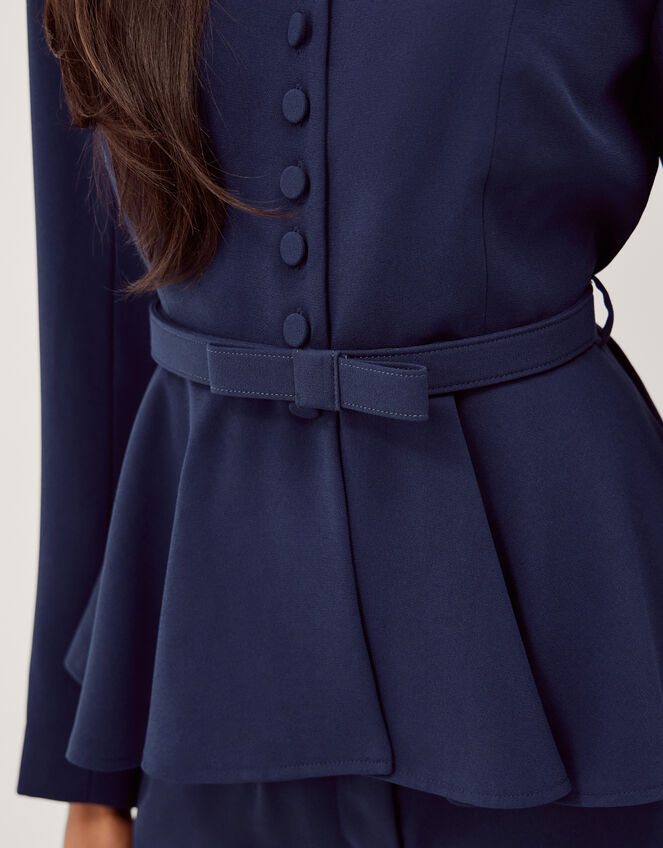 Erin Belted Peplum Jacket, Blue (NAVY), large