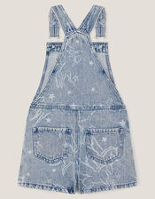 Unicorn Print Denim Dungarees, Blue (BLUE), large